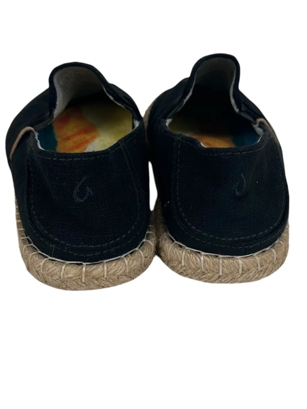 OluKai Kaula Pa'a Kapa Black Canvas Slip-On Espadrille Size 8.5